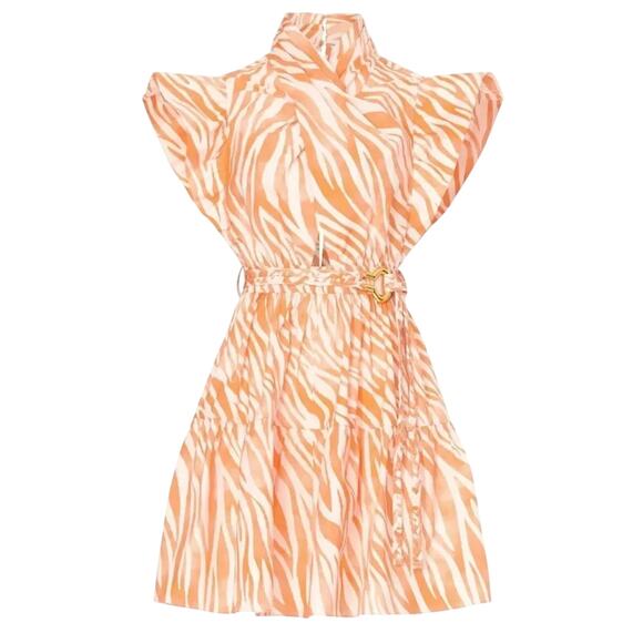 Derek Lam Collective Orange Zebra Cutout Mini Dress size 38 / US 2 MSRP $425 - Picture 5 of 11